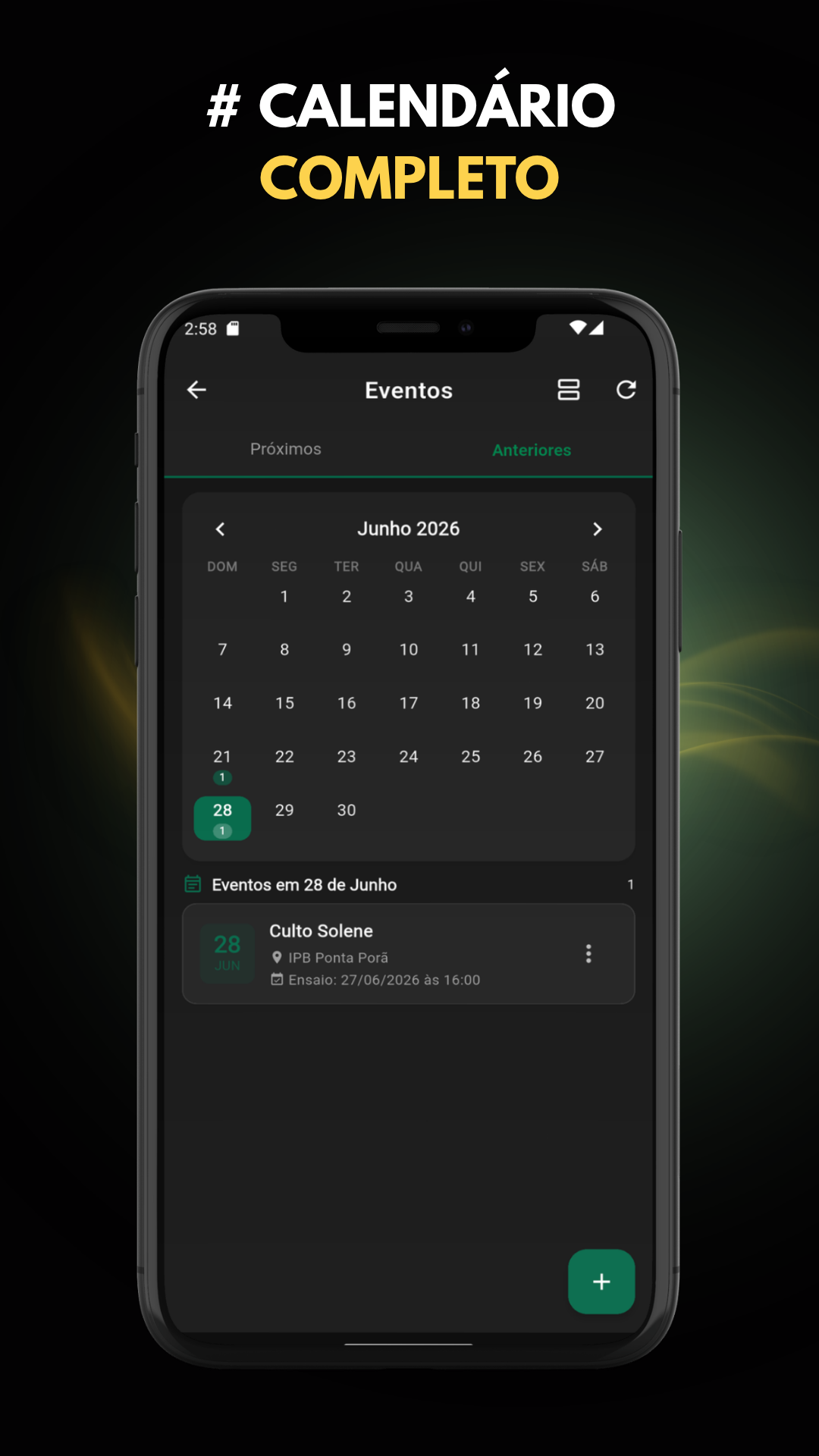 Calendário completo de eventos do SoliAcorde